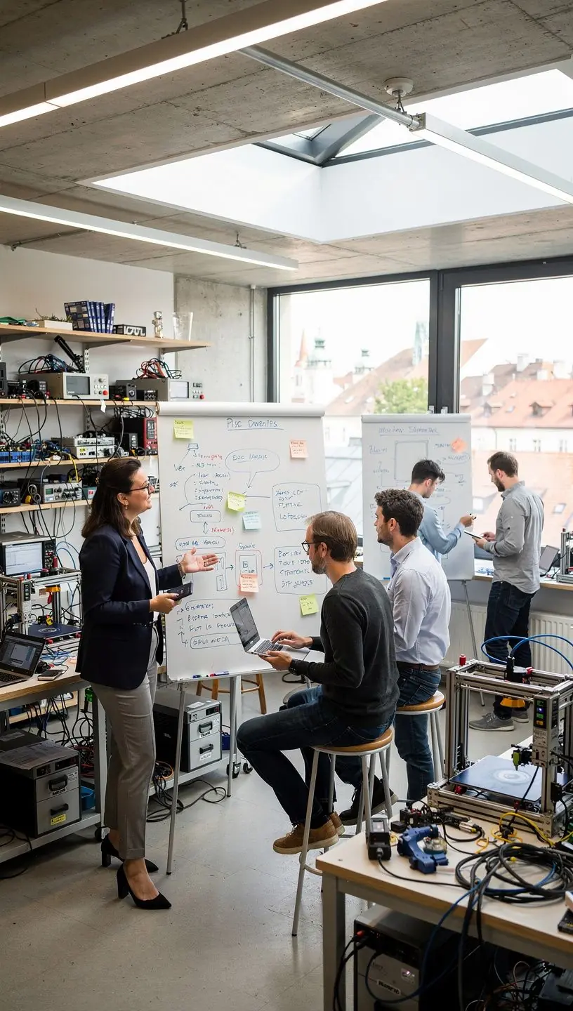 Ein Team arbeitet gemeinsam an der Entwicklung maßgeschneiderter Lösungen.