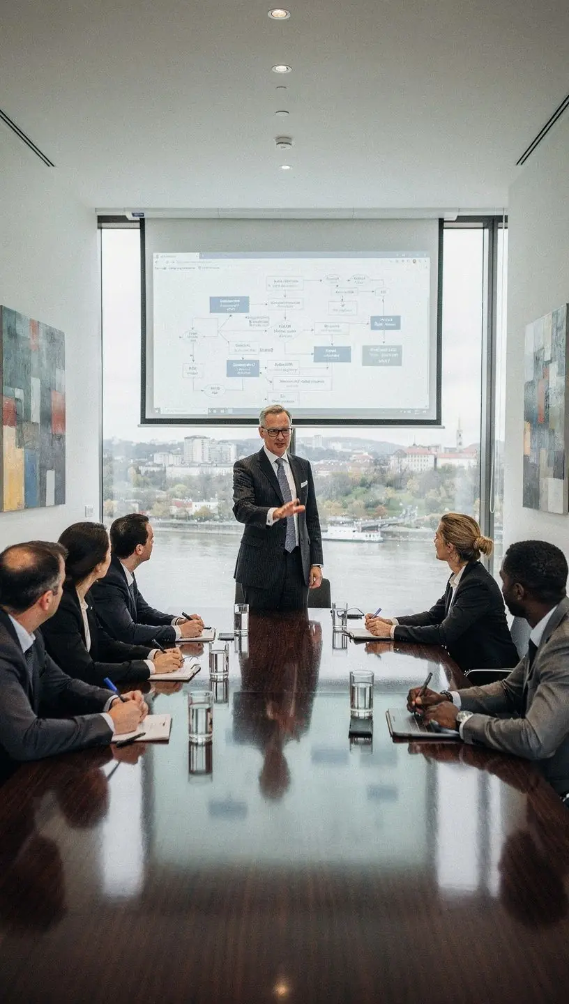 Visuelle Darstellung von automatisierten Arbeitsabläufen auf einem Whiteboard.